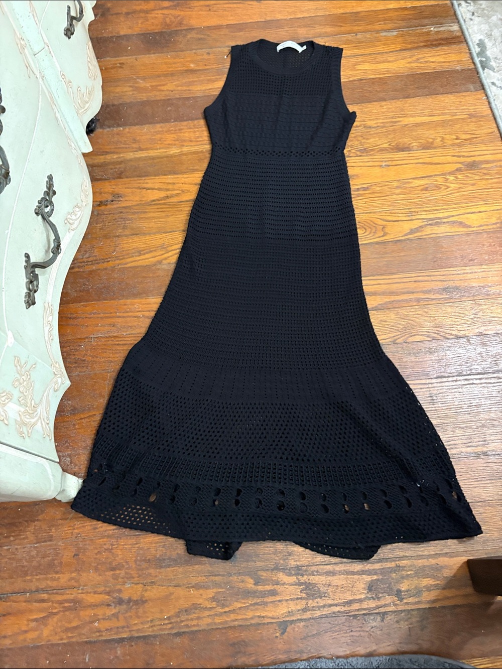 Proenza Schouler Black Sleeveless Crochet Maxi Dress Silk/cotton women’s medium - Picture 6 of 11